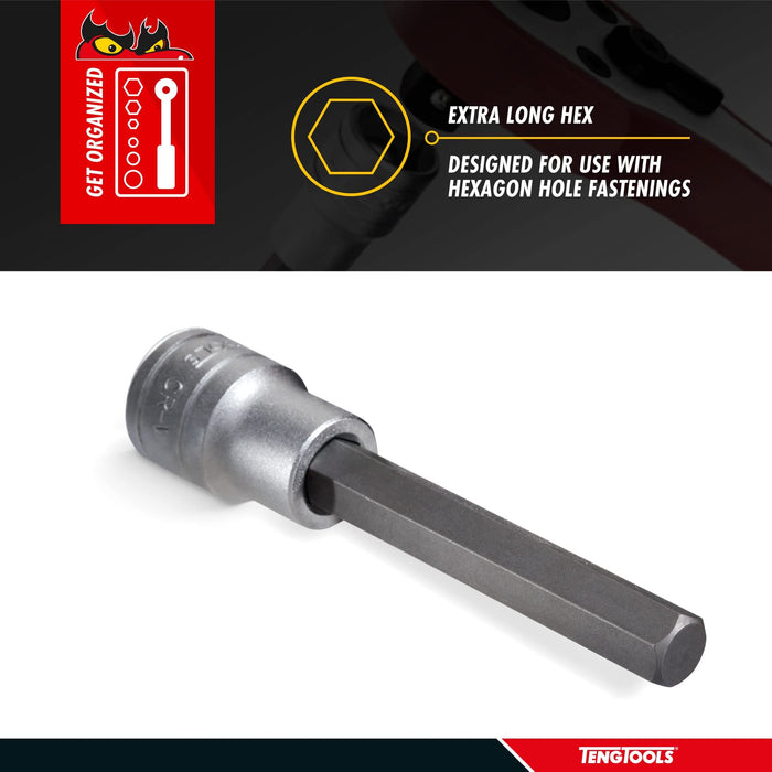 Teng Tools 1/2" Long Hex Bit Socket Metric 10mm Teng Tools - Town Tools 