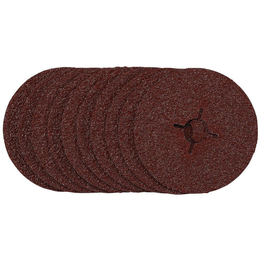 Draper Fibre Sanding Discs, 115mm, 24 Grit, (Pack of 10) 68376 Draper - Town Tools 