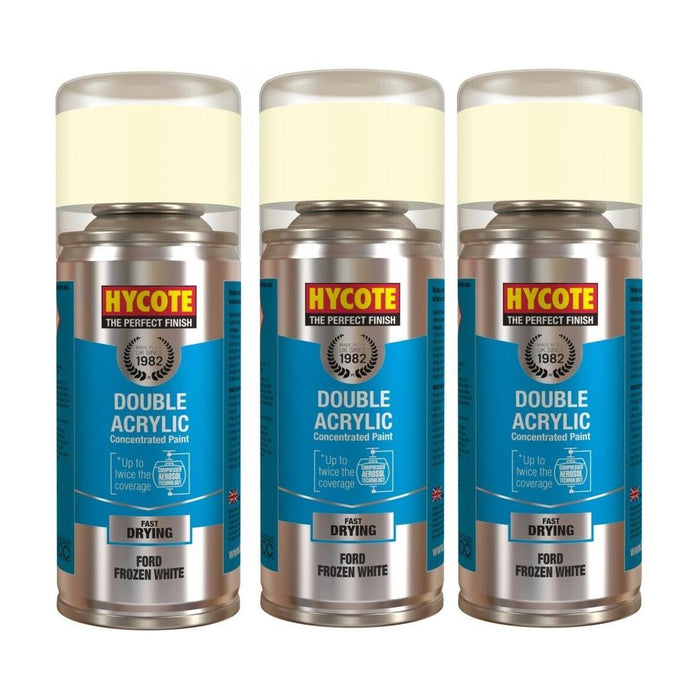 3x Hycote Aerosol Paint for Ford Frozen White 150ml Hycote - Town Tools 