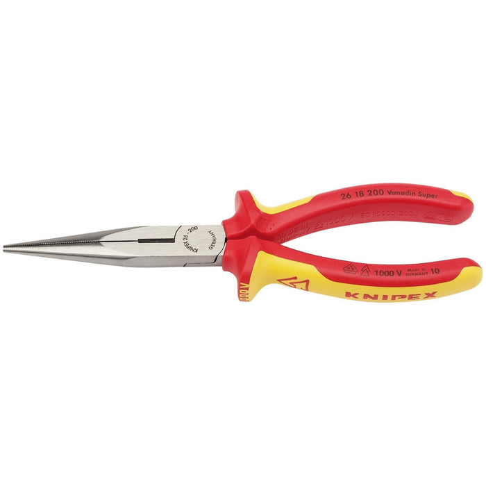 Draper Knipex 26 18 200UKSBE VDE Fully Insulated Long Nose Pliers, 200mm 32012 Draper - Town Tools 