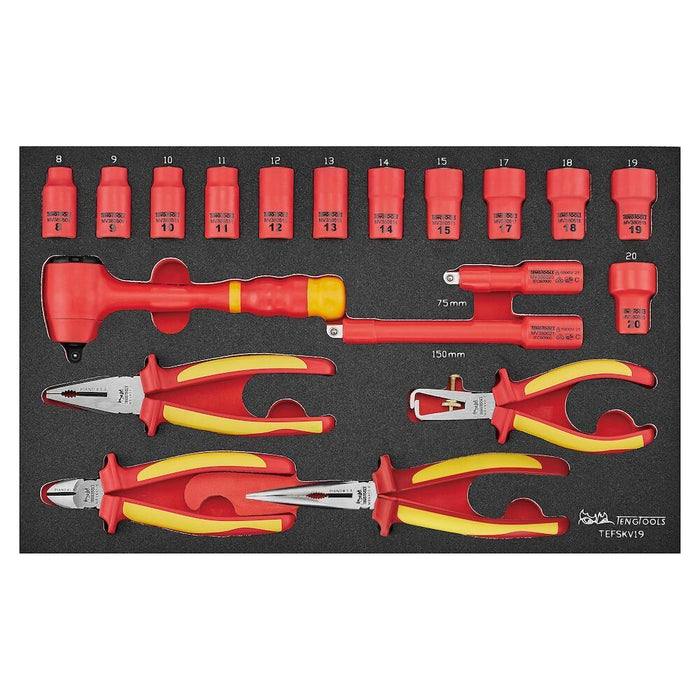 Teng Tools Insulated Socket & Pliers Set FOAM3 19 Pieces Teng Tools - Town Tools 