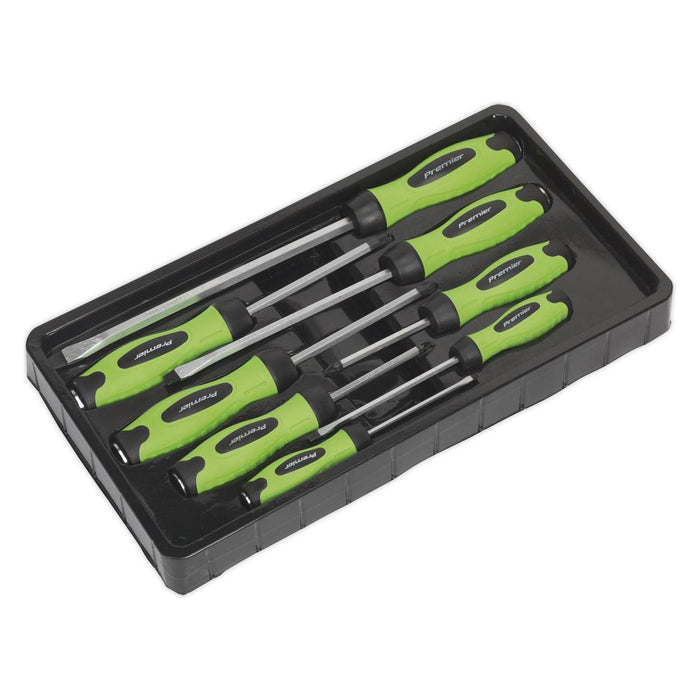 Sealey Screwdriver Set 8pc Hammer-Thru Hi-Vis Green HV002 Sealey - Town Tools 