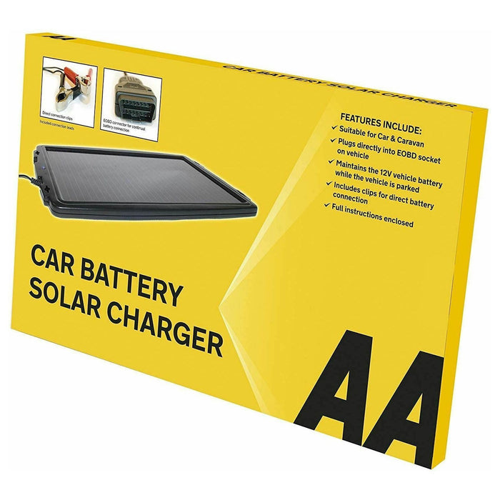 AA 12V Solar Powered Panel Car Caravan Battery EOBD Trickle Charger Maintainer