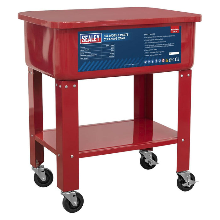 Sealey Mobile Parts Cleaning Tank 50L SM28 Sealey - Town Tools 