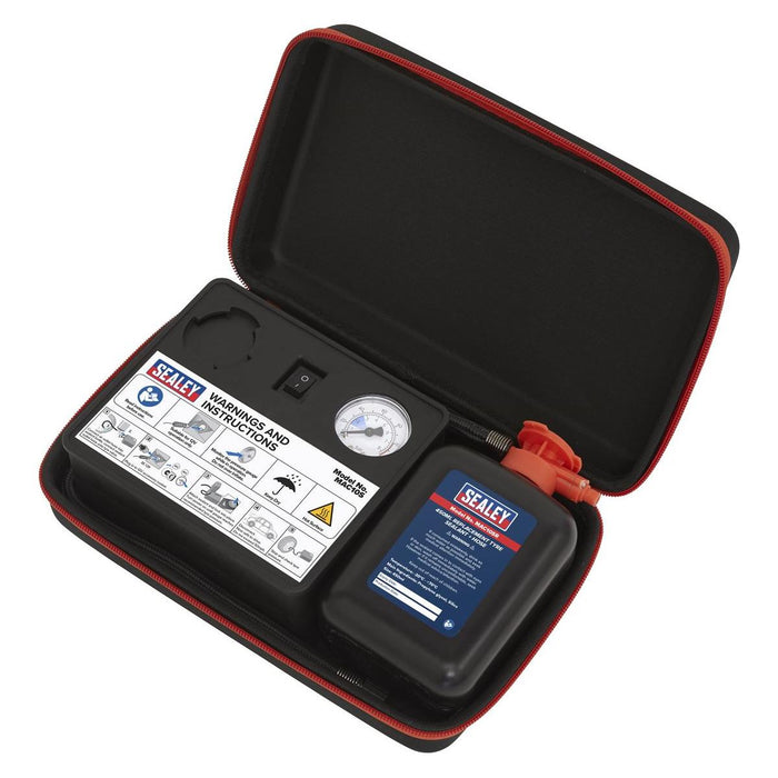 Sealey Tyre Inflator 12V & Emergency Puncture Sealant Kit MAC10S Sealey - Town Tools 