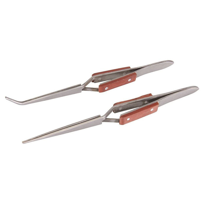 Silverline Cross-Action Tweezer Set 2pce 162 / 165mm Silverline - Town Tools 