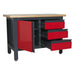 Sealey Workstation with 3 Drawers & Cupboard AP1372B Sealey - Town Tools 