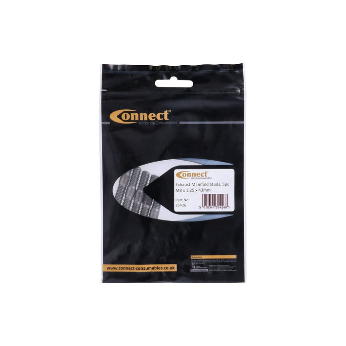 Connect Exhaust Manifold Stud M8 x 1.25 x 43mm 5pc 35426 Connect - Town Tools 