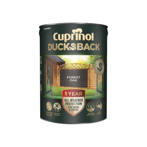 Cuprinol Ducksback 5 Year Waterproof for Sheds & Fences Forest Oak 5 litre Cuprinol - Town Tools