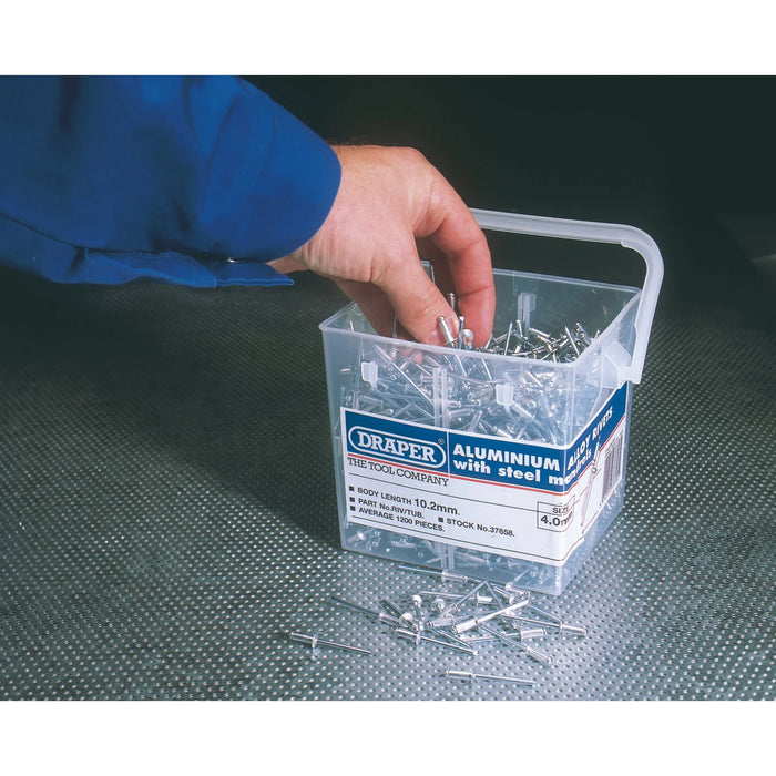 Draper Blind Rivets, 4.0 x 10.2mm (Tub of 1200) - RIV/TUB