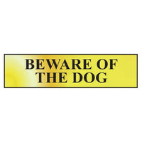 Scan Beware Of The Dog - Polished Brass Effect 200 x 50mm