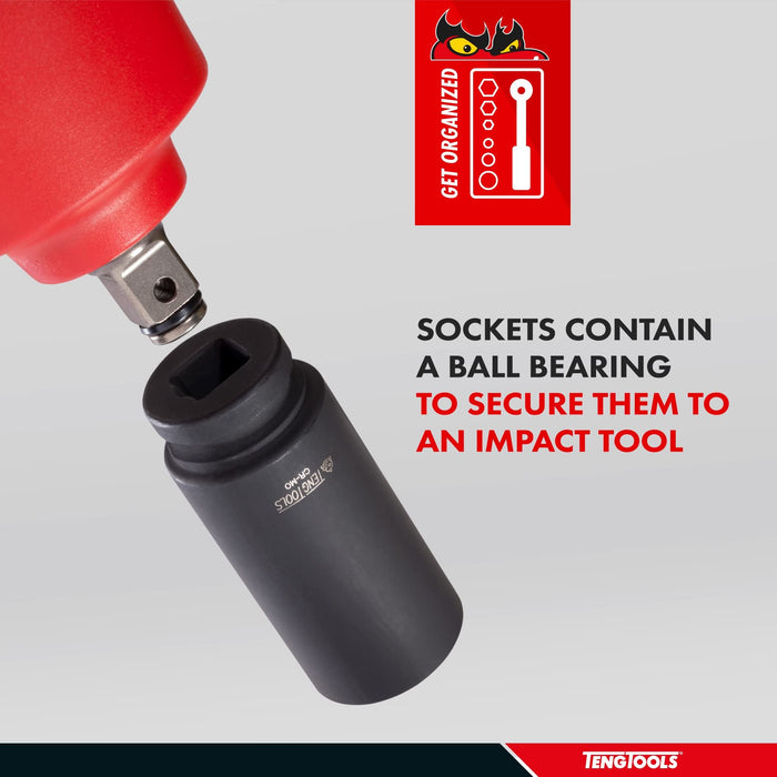 Teng Tools 3/8" Deep Impact Socket ANSI Metric 16mm Teng Tools - Town Tools 