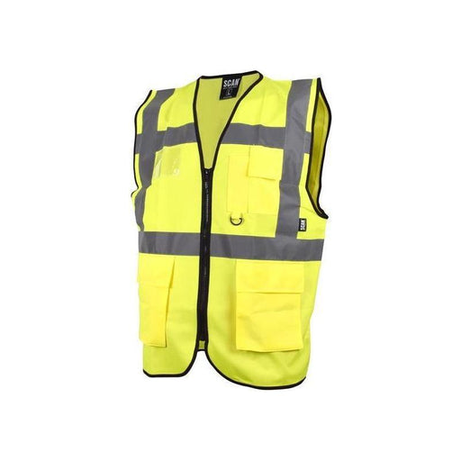 Scan Hi-Vis Utility Yellow Waistcoat - L (44in) Scan - Town Tools