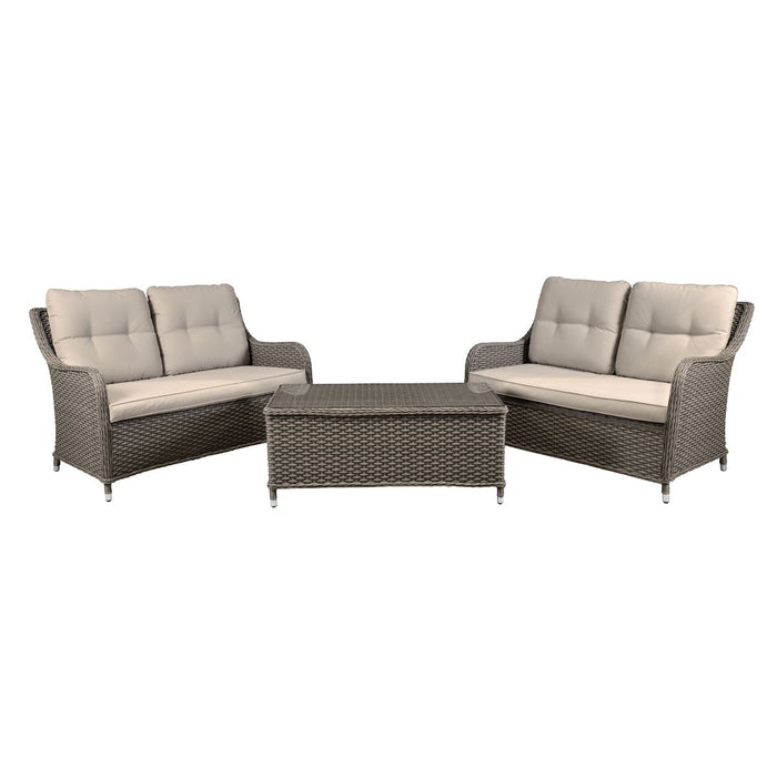 Dellonda Chester Rattan Wicker Outdoor Lounge Set 3pc DG88