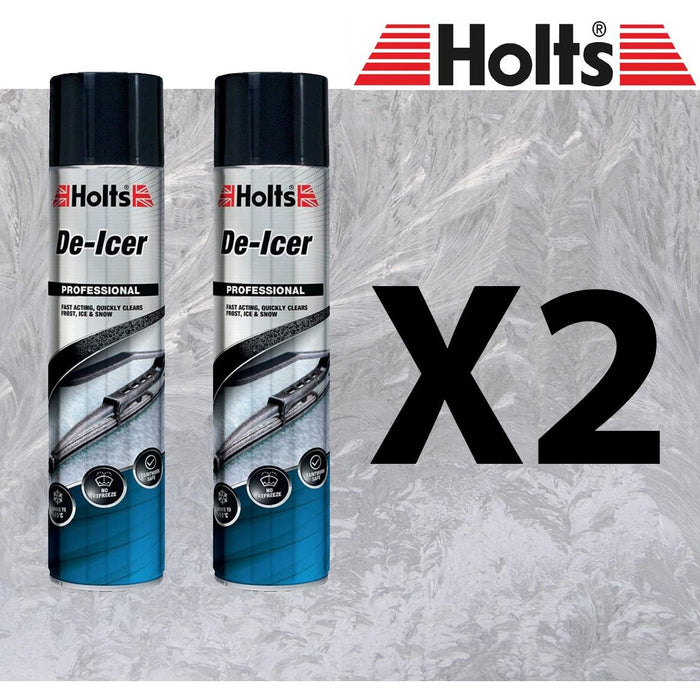 2 x Holts Car De-Icer Melts Windscreen Ice Frost Snow Aerosol Deicer 600ml