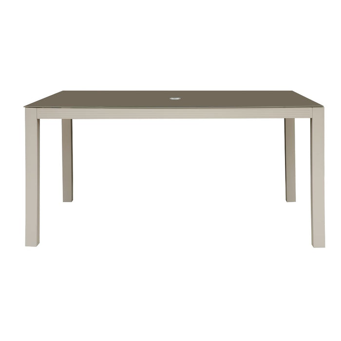 Dellonda Fusion Aluminium Garden Dining Table with Tempered Glass & Parasol Hole - Light Grey