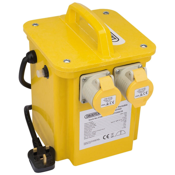 Draper 230V to 110V Portable Site Transformer, 3.3kVA 31264 Draper - Town Tools 