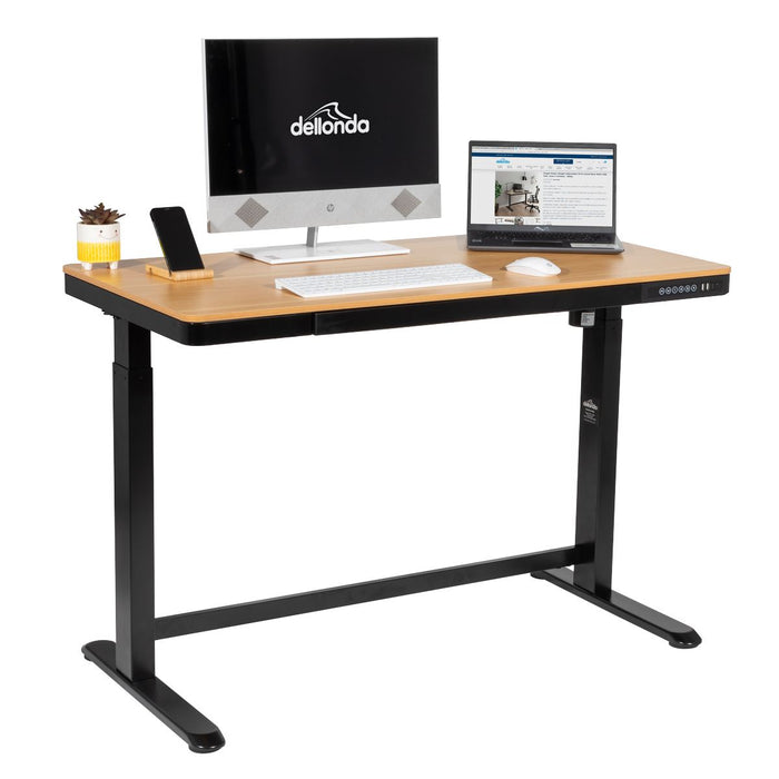 Dellonda Single Motor Electric Desk with Control Panel USB Port & Drawer