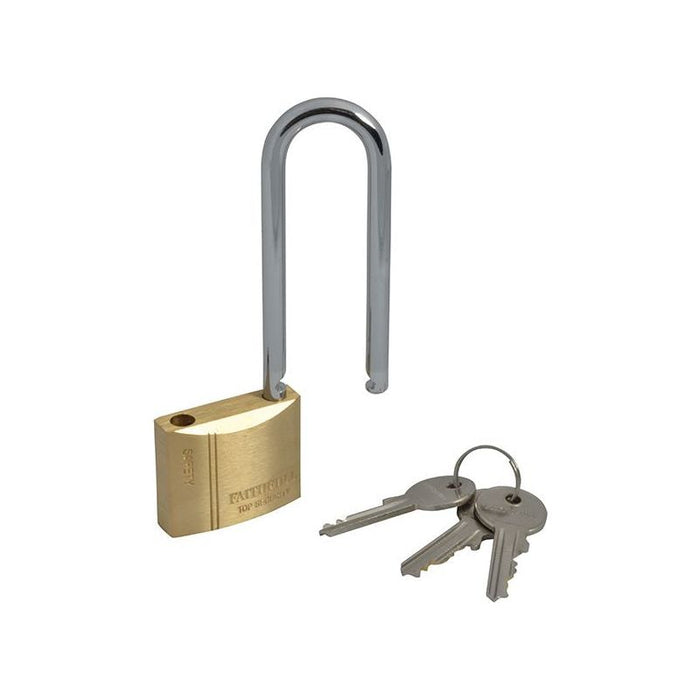 Faithfull Brass Padlock 40mm Long Shackle 3 Keys Faithfull - Town Tools