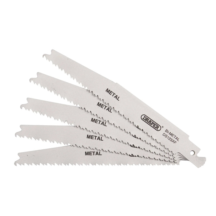 Draper Bi-metal Reciprocating Saw Blades for Metal Cutting, 150mm, 8-14tpi (Pack