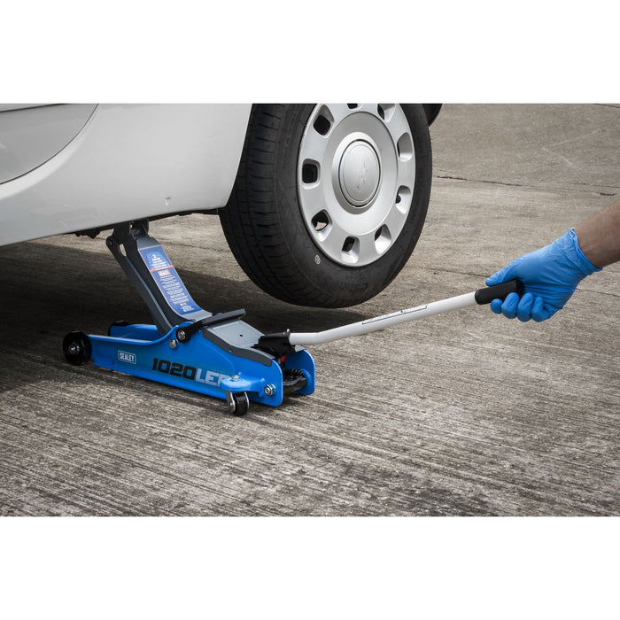 Sealey Low Profile Short Chassis Trolley Jack 2 Tonne - Blue 1020LEB Sealey - Town Tools 