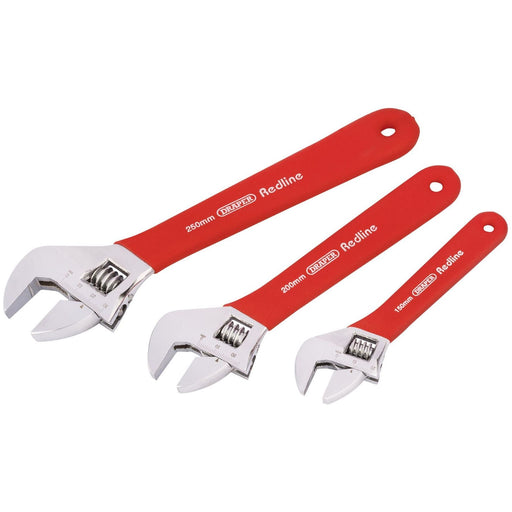 Draper Redline Soft Grip Adjustable Wrench Set (3 Piece) 67634 Draper - Town Tools 