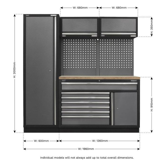 Sealey Superline Pro 1.96m Storage System Pressed Wood Worktop APMSSTACK09W Sealey - Town Tools 