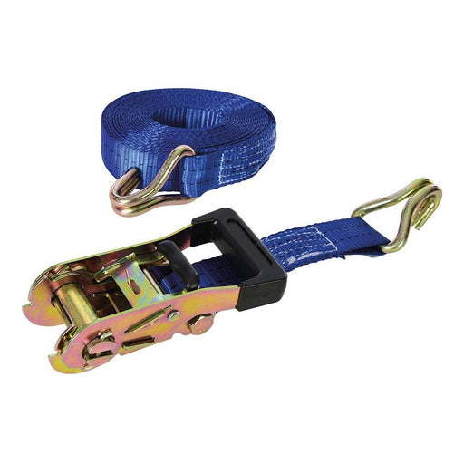 Silverline Rubber-Handled Ratchet Tie Down Strap J-Hook 6m x 38mm - Rated 750kg Silverline - Town Tools 