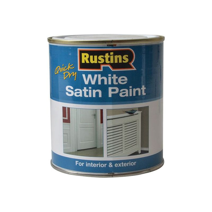 Rustins Quick Dry White Satin Paint 500ml Rustins - Town Tools