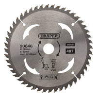 Draper TCT Circular Saw Blade for Wood, 165 x 20mm, 48T 20646