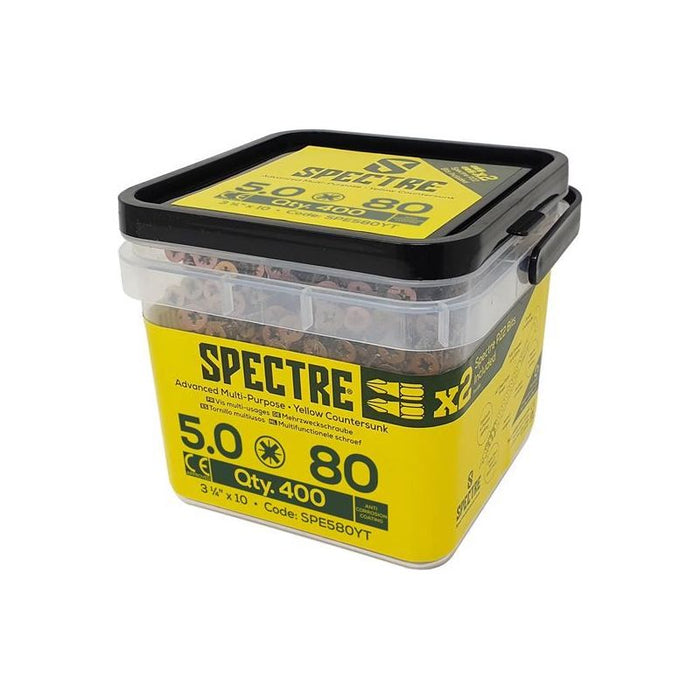 Forgefix Spectre™ PZ Compatible Wood Screw CSK ZYP 5.0 x 80mm Tub 400 ForgeFix - Town Tools