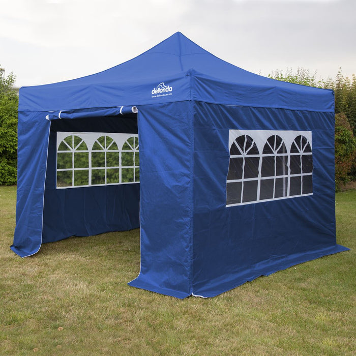 Dellonda 3x3m Pop-Up Gazebo & Side Walls Water Resistant Fabric - Blue