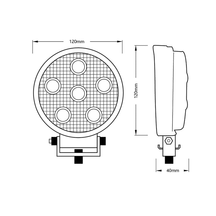 Ring RCV9595 6 LED Round Worklamp