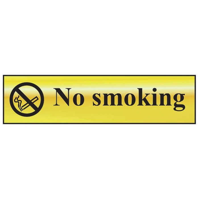 Scan No Smoking - Polished Brass Effect 200 x 50mm Scan - Town Tools