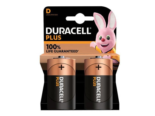 Duracell D Cell Plus Power +100% Batteries (Pack 2) Duracell - Town Tools