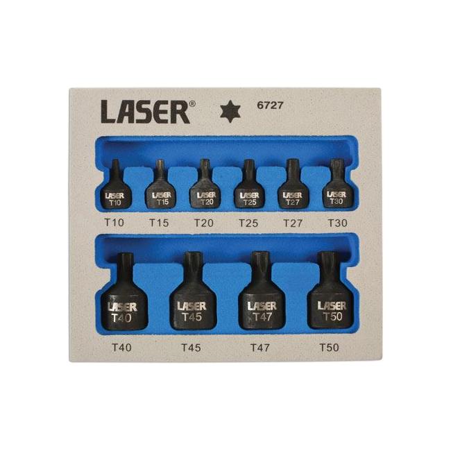 Laser Low Profile Impact Star Socket Bit Set 1/4"D, 3/8"D 10pc 6727