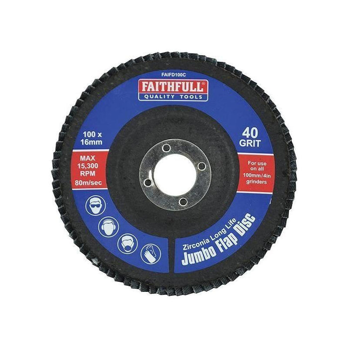 Faithfull Abrasive Jumbo Flap Disc 100mm Coarse Faithfull - Town Tools