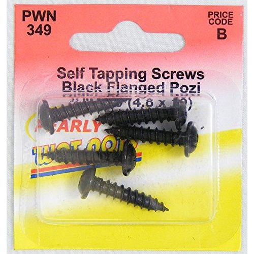 Wot-Nots Screw Self Tap Flanged - 1/2in. x 6 Black - Pack of 5 Pearl - Town Tools 