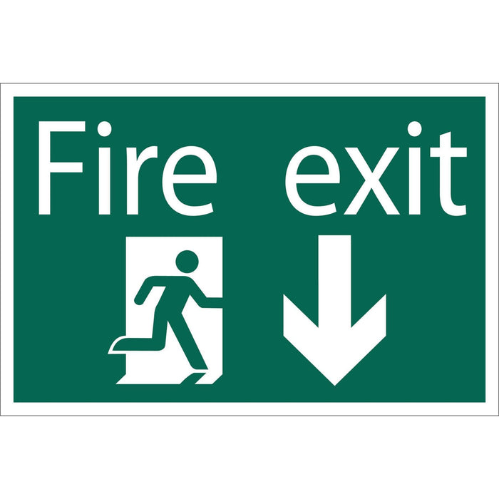 Draper Fire Exit Arrow Down' Safety Sign 72446 Draper - Town Tools 