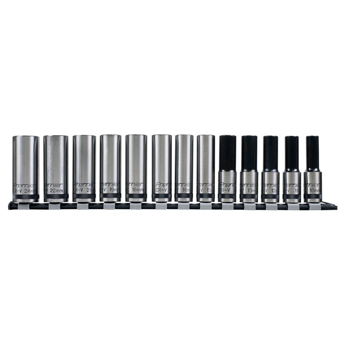 Sealey Premier Black Premier Black Deep Lock-On Socket Set 1/2"Sq Drive 13pc Sealey Premier Black - Town Tools 
