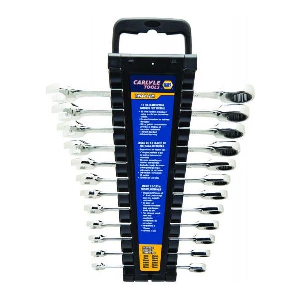 Carlyle Hand Tools Ratcheting Spanner Set - Flat - 12 Piece Caryle Tools - Town Tools 