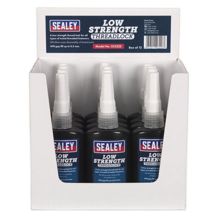 Sealey Thread Lock Low Strength 50ml Pack of 12 SCS222 Sealey - Town Tools 