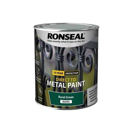 Ronseal Direct to Metal Paint Rural Green Gloss 750ml Ronseal - Town Tools