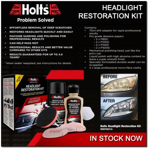 Holts Car Headlight Restoration Kit Restore Clarity & Appearance MOT HREP0031A Holts - Town Tools 