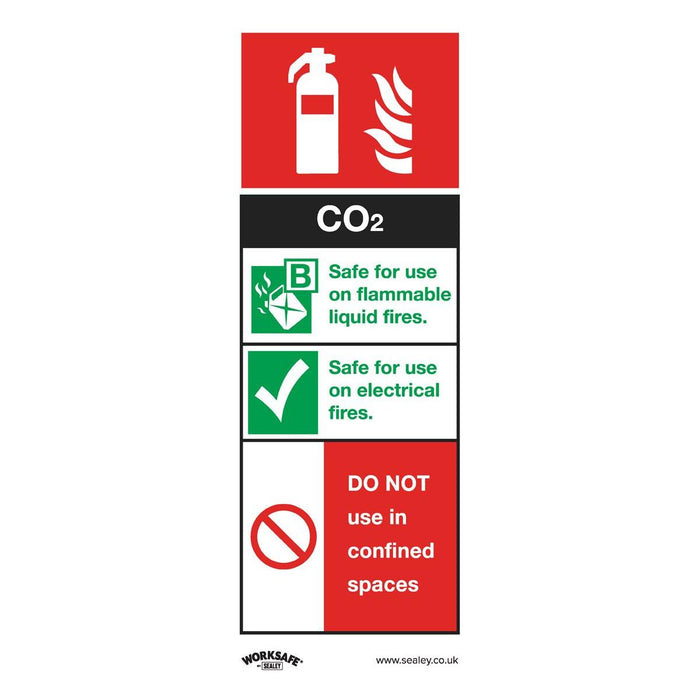 Sealey Safe Conditions Safety Sign CO2 Fire Extinguisher Rigid Plastic Pack of 1 Sealey - Town Tools 