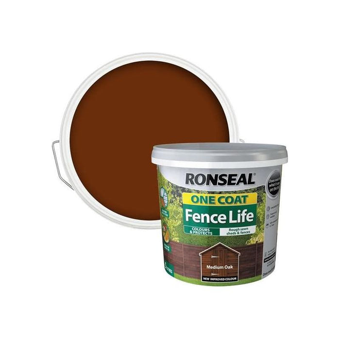 Ronseal One Coat Fence Life Medium Oak 5 litre Ronseal - Town Tools
