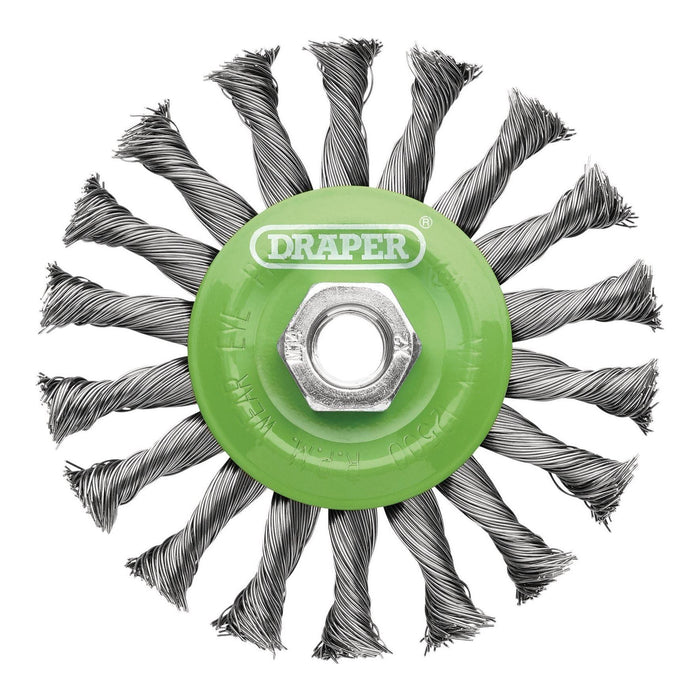Draper Stainless-Steel Twist-Knot Flat Wire Wheel Brush, 115mm, M14 Draper - Town Tools