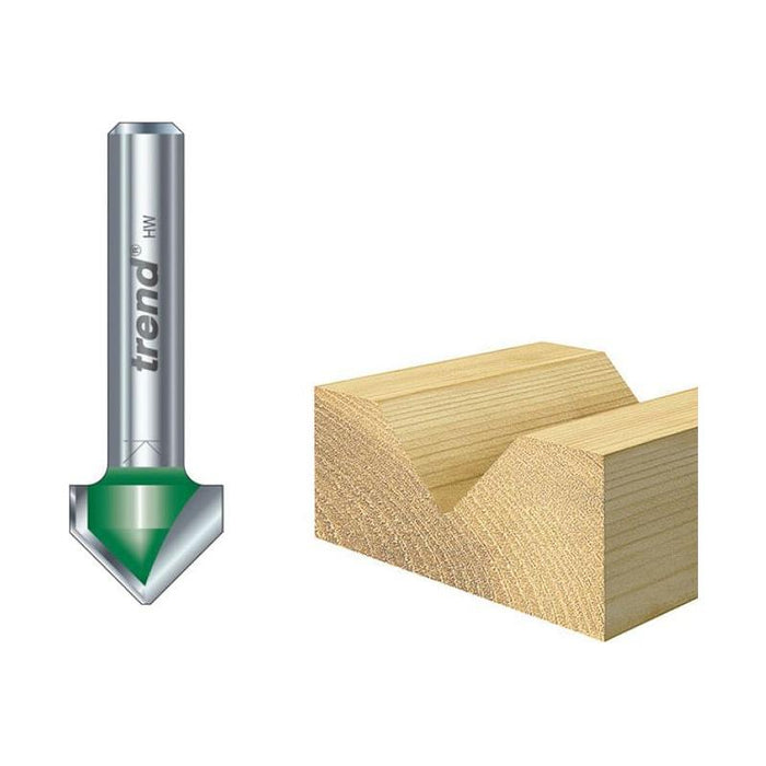 Trend C044 x 1/4 TCT CraftPro Chamfer V-Groove Cutter 45° 6.0 x 12.7mm Trend - Town Tools