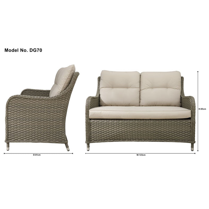 Dellonda Chester Rattan Wicker Outdoor 2-Seater Sofa DG70