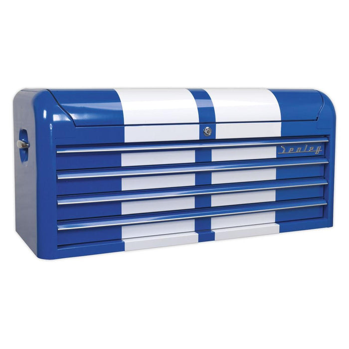 Sealey Topchest 4 Drawer Wide Retro Style Blue with White Stripes AP41104BWS Sealey - Town Tools 